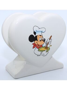 Disney Treasure Craft Gourmet Chef Mickey Mouse Napkin Holder Heart Shaped USA